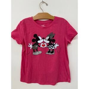 Disney Crew Neck Kids T-Shrit Mickey Mini Mouse Pink Youth L Large